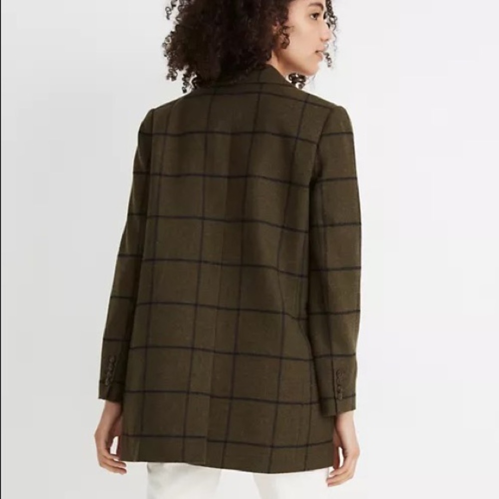 Madewell Larsen Blazer Jacket Green Windowpane Plaid View 4